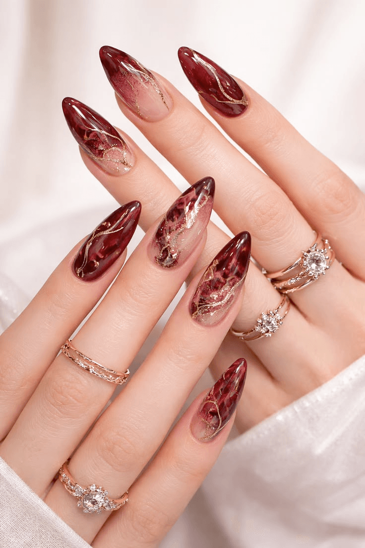 Gold accent nail art